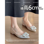 不累脚 女 小个子一脚蹬浅口单鞋 隐形内增高6CM玛丽珍鞋 2026新款