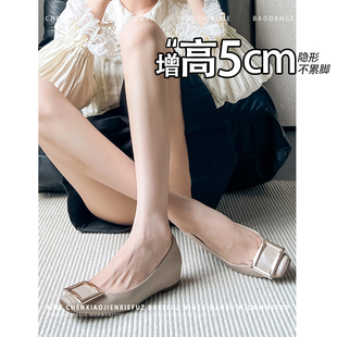 浅口方扣单鞋 不累脚 2026秋新款 玛丽珍鞋 女 小个子内增高5CM法式