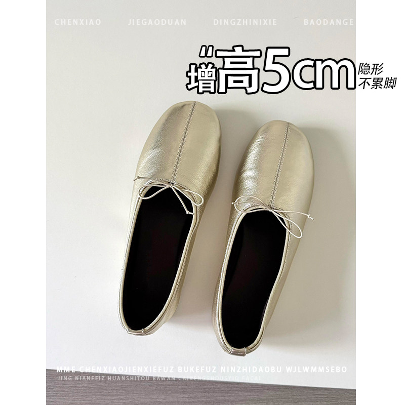 不累脚!内增高5CM复古风玛丽珍鞋2026夏季新款丝瓜鞋浅口单鞋女