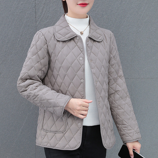 短外套小棉袄 妈妈装 薄款 羽绒棉衣棉服女早春菱格夹棉轻薄高端新款