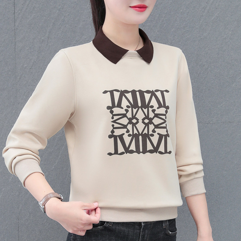 高端显瘦翻领卫衣女2026年秋冬新品韩版长袖套头T恤卡通印花上衣