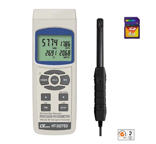 台湾路昌HT-3027SD温湿度计高精度湿球露点K/J 型温度记录分析仪