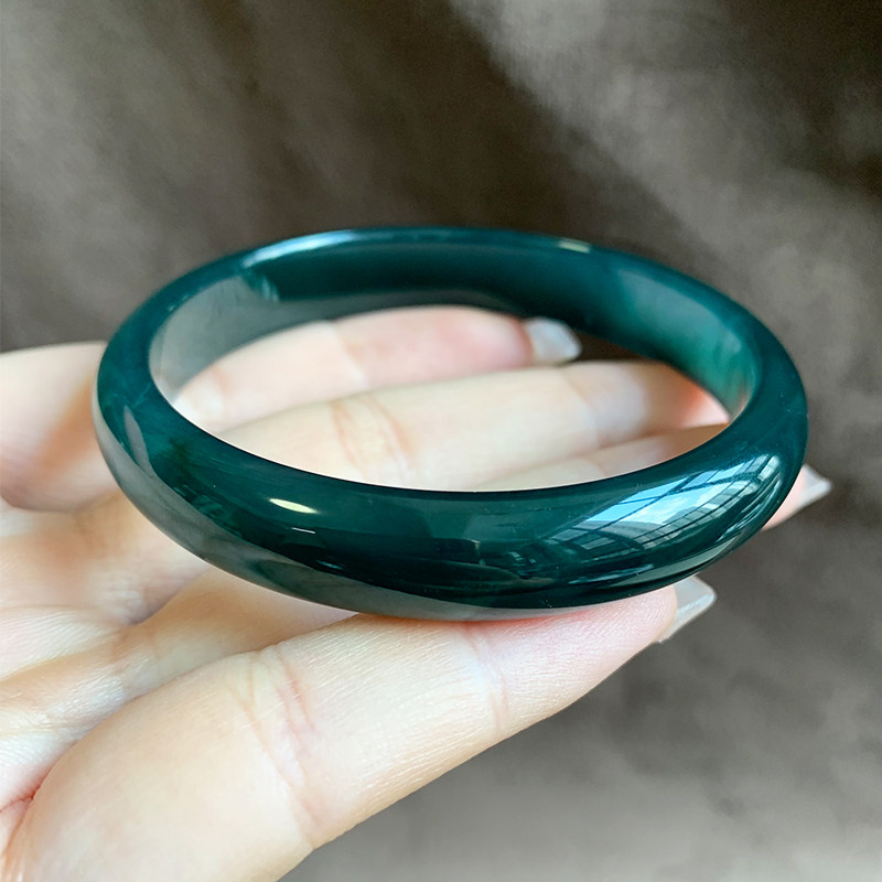 精选高品质天然冰种蓝水翡翠A货手镯叮当镯细圆条正装玉石镯子女
