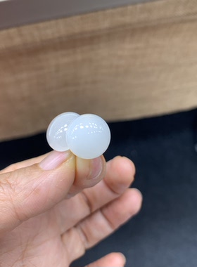 925银镶天然和田白玉耳钉耳钩款