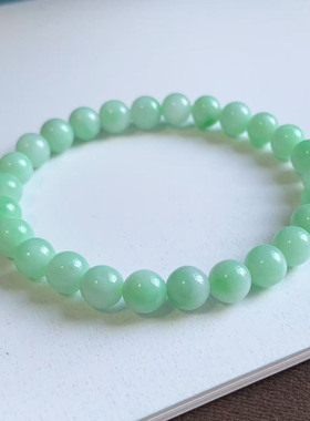 天然翡翠A货圆珠阳绿手串