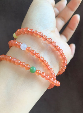 天然冰粉南红玛瑙多圈手串