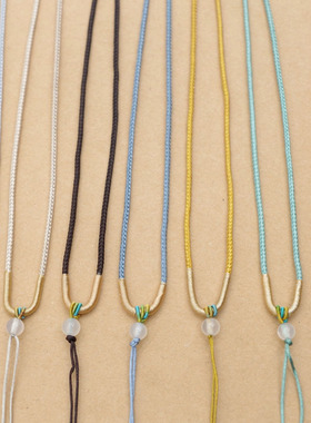 手工编织如意莲花吊坠绳素绳挂脖绳子翡翠玛瑙项链绳双拼色玉挂绳