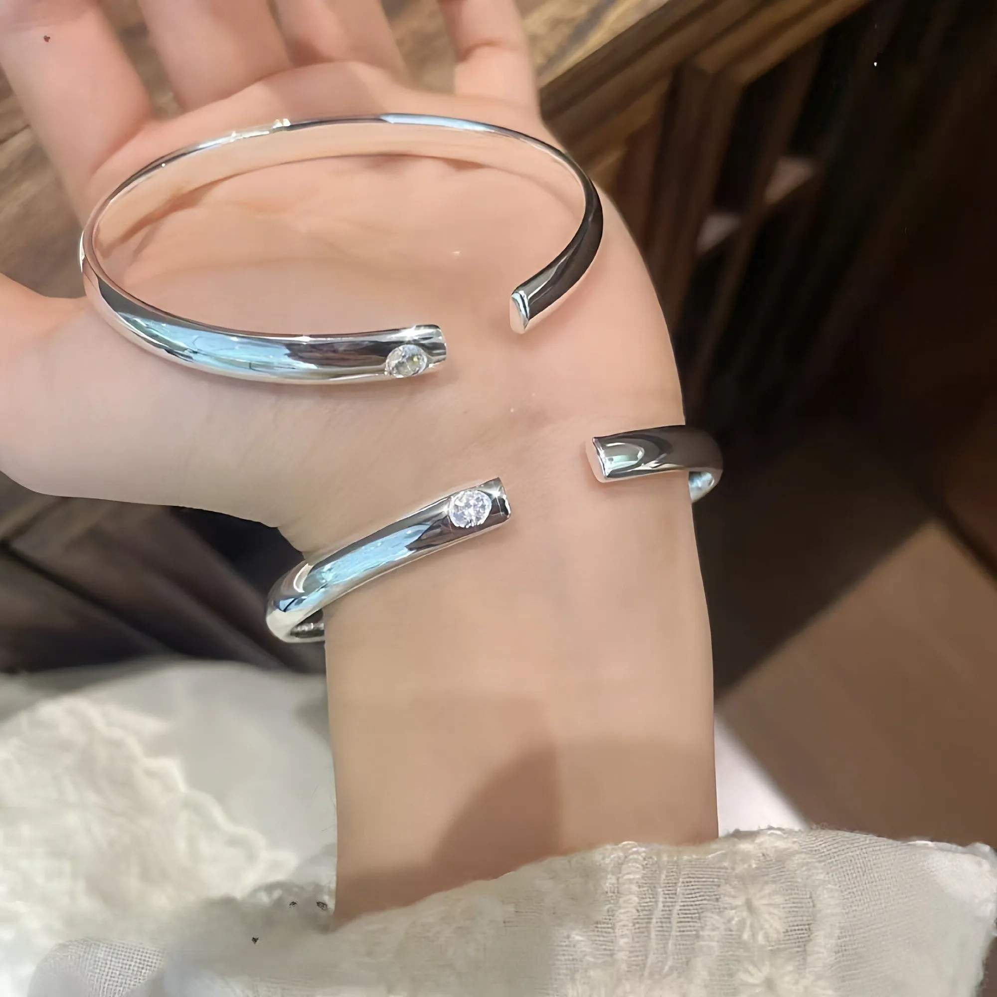足银9999镶钻手镯女泥鳅背实心开口轻奢高级感百搭纯银手环送女友,饰品/流行首饰/时尚饰品新,银饰手镯,淘宝优惠券,粉丝福利购,淘宝优惠卷