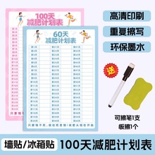 杰利减肥计划表墙贴100天健身自律一百天减重瘦身百日体重打卡神器日记录表网红款挂墙60天自我管理冰箱贴