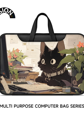 VISION猫咪潮牌笔记本电脑包手提适用苹果macbook15点6寸小新air13.3华为matebook联想女14内胆包pro保护套