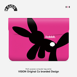 VISION粉色兔子笔记本便携电脑包适用苹果macbook13.3寸内胆包联想小新pro14华为matebookd15保护套收纳包
