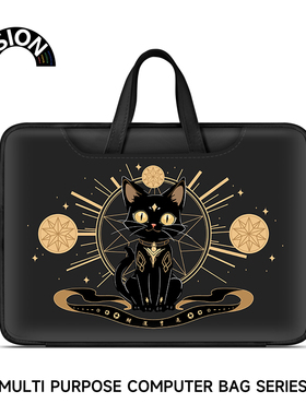 V-SION黑色猫咪笔记本重磅电脑包适用于苹果macbook15点6寸手提包小新air13华为matebook联想女14内胆包