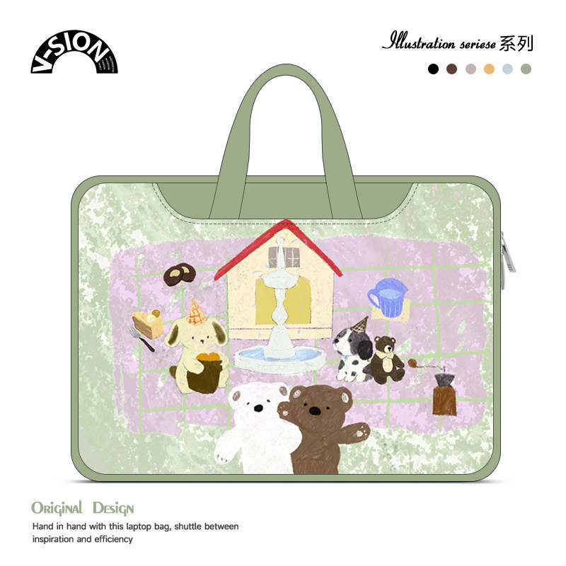 V-SION可爱小狗笔记本重磅电脑包适用于苹果macbook15点6寸手提包小新air13华为matebook联想女14内胆包