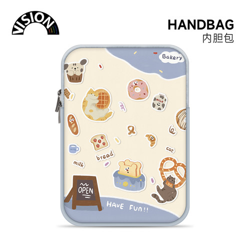 V-SION涂鸦面包电脑内胆包14寸女生IPAD适用于联想air苹果mac笔记本华为15.6寸保护套惠普小米平板ins收纳包