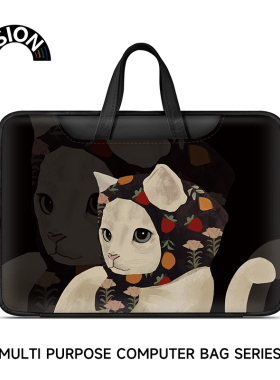 VISION可爱头巾猫笔记本电脑包手提适用苹果macbook15点6寸小新air13华为matebook联想女14内胆包pro保护套