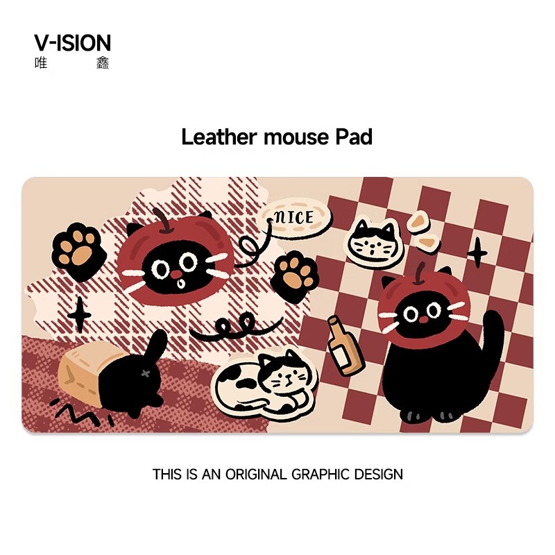 VISION原创小狗超大号鼠标垫女生办公学习游戏电脑键盘皮革书桌垫