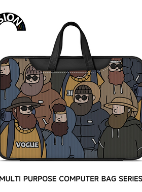 V-SION欧美漫画风笔记本电脑包手提适用苹果macbook15.6寸小新air13.3华为matebook联想女14内胆包pro保护套