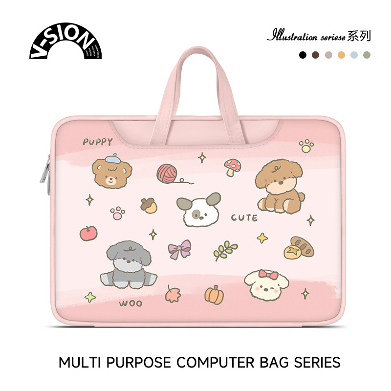 原创可爱萌宠笔记本电脑包手提适用苹果macbook15点6寸卡通小新air14华为matebook联想女13内胆包pro16高级感