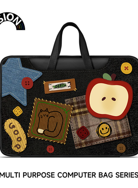 唯鑫V-SION拼色复古笔记本重磅电脑包适用于苹果macbook15点6寸手提包小新air13华为matebook联想女14内胆包