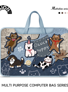 唯鑫V-SION牛仔狗狗笔记本重磅电脑包适用于苹果macbook15点6寸手提包小新华为matebook联想女14内胆包