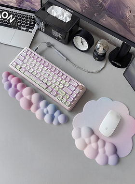 V-SION泡芙云朵手托87键机械键盘手托手腕托皮革护腕垫鼠标垫