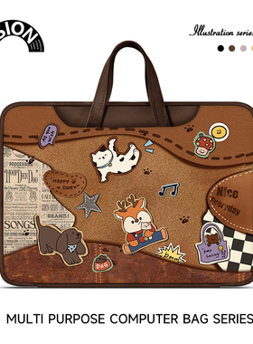 唯鑫V-SION创意小鹿笔记本重磅电脑包适用于苹果macbook15点6寸手提包小新华为matebook联想女14内胆包