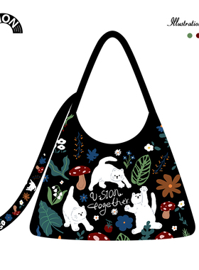 V-SION原创花园可爱童趣休闲潮流时尚单肩包小众百搭新月手提