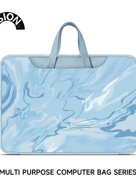 V-SION原创插画蓝色晕染笔记本重磅电脑包手提适用苹果macbook15点6寸小新air13华为matebook联想女14内胆包