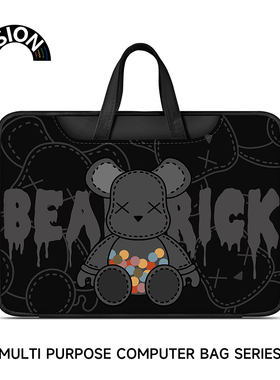 V-SION潮牌暴力熊笔记本电脑包手提适用苹果macbook15点6寸小新air13.3华为matebook联想女14内胆包pro保护套