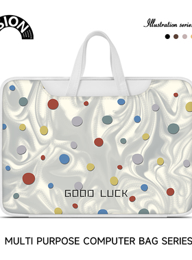 V-SION原创插画白色心情笔记本重磅电脑包手提适用苹果macbook15点6寸小新air13华为matebook联想女14内胆包