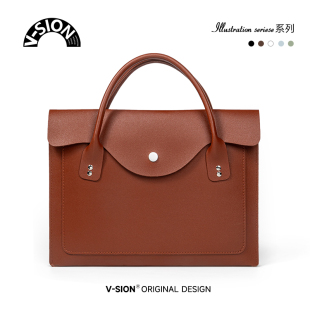 女通勤公文包女士大容量笔记本简易手提皮革电脑包pro款 SION高级感复古时尚