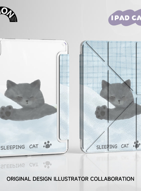 V-SION小猫适用ipadair7保护52024款pro11寸保护壳mini6苹果平板10轻薄亚克力3带笔槽Y折防弯防摔9.7旋转