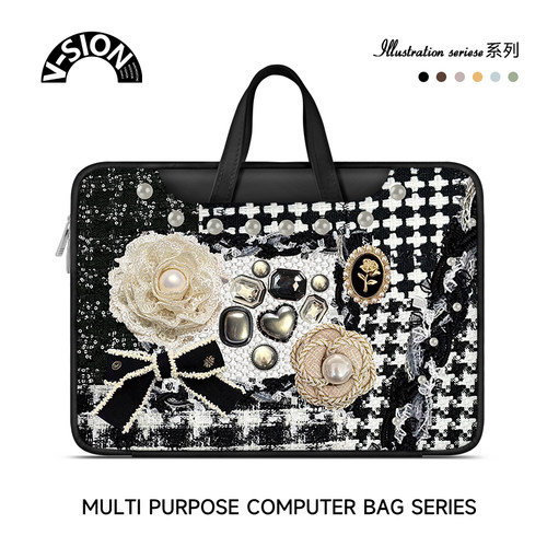 原创插画笔记本重磅电脑包