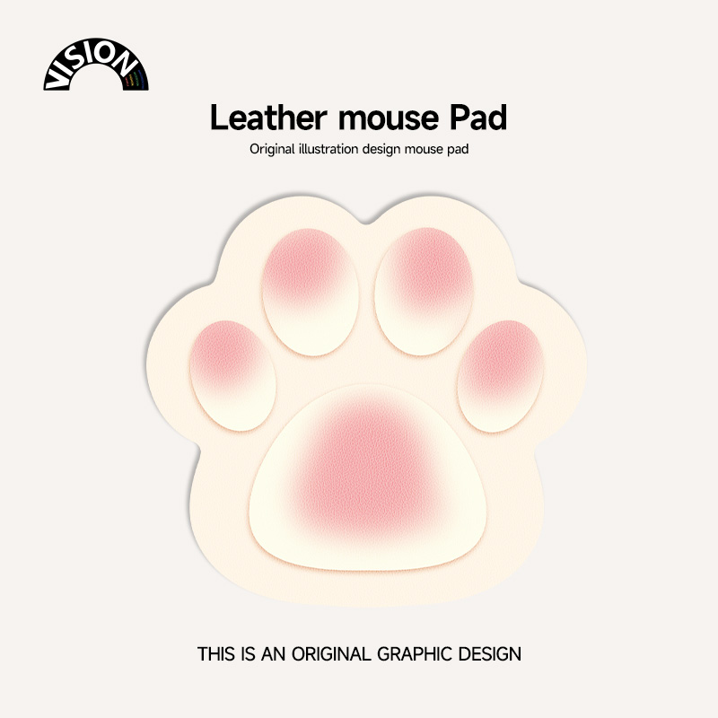 V-SION可爱猫爪异型皮革鼠标垫女