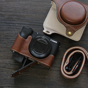适用佳能powershot v1相机保护套单肩v1相机皮套斜挎包荔枝纹