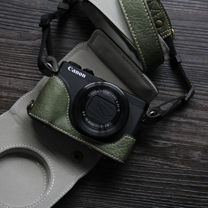 适用佳能g7x3相机套斜挎g7x2复古荔枝纹保护套powershot v1皮套