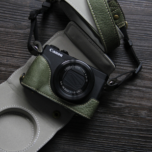 适用佳能g7x3相机套斜挎g7x2复古荔枝纹保护套powershot v1皮套