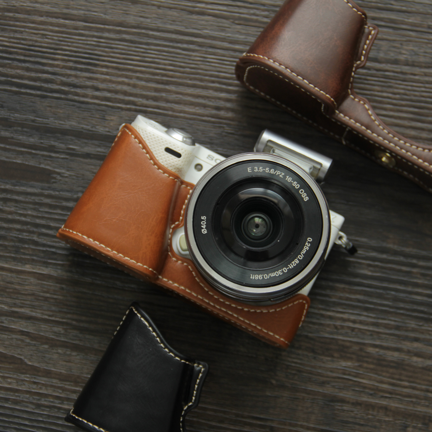 适用索尼nex5R相机套NEX-5t皮革底座nex5/5C保护套半套