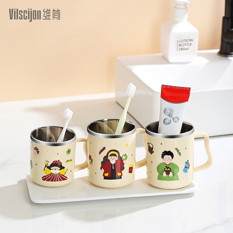 304不锈钢漱口杯家庭儿童