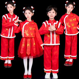 男女童登高舞蹈服儿童红色喜庆服张灯结彩过年啦开门红灯笼舞服装