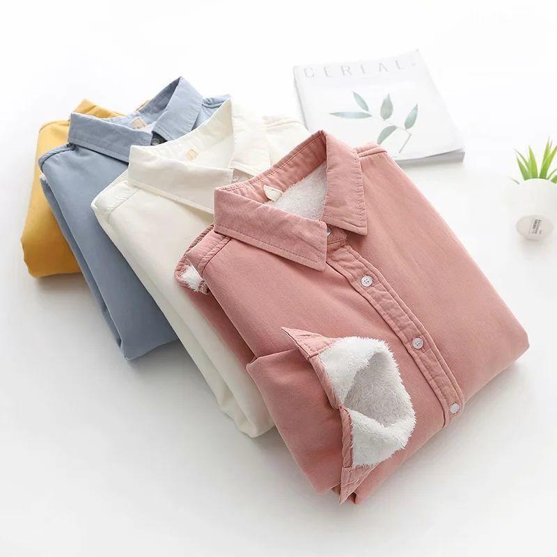 2025秋冬新款日系文艺加绒衬衫