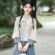 日常年轻宽松复古唐装 女款 两件套 国风印花小个子茶艺服套装 新中式