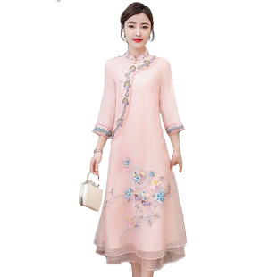 汉服女唐装中国风女装旗袍2024年新款改良版连衣裙复古茶服服装裙