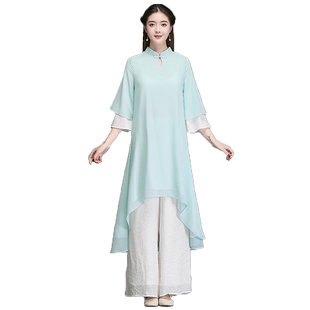 佛笑缘茶艺服装禅服茶服女改良唐装禅意女装中国风旗袍连衣裙夏季