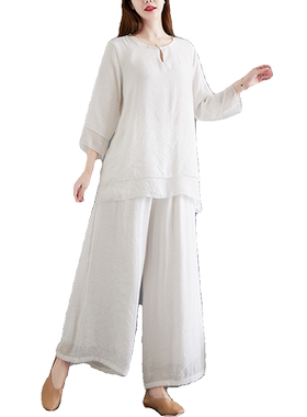 中国风禅服茶服居士服套装中式古装女士汉服佛系古风打坐礼拜唐装