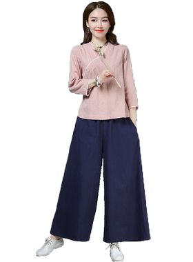 中医养生馆夏季茶楼棉麻技师服