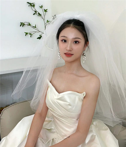 尊怡嫁衣新款新娘蓬蓬头纱超仙