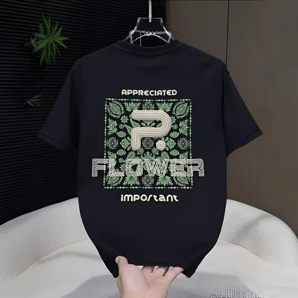 美式潮牌印花短袖纯棉T恤男士夏季百搭时尚上衣设计感小众t恤男潮