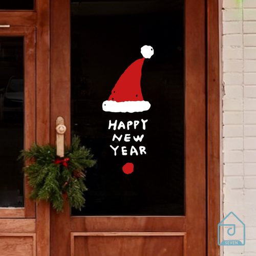 圣诞节快乐玻璃门贴纸咖啡奶茶服装店铺场景超市商城背景装饰布置