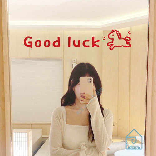 Goodluck祝你马年好运ins简约自拍照镜子贴纸过年春节日布置装饰